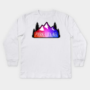 Geometric Colorful Mountain Park City, Utah Kids Long Sleeve T-Shirt